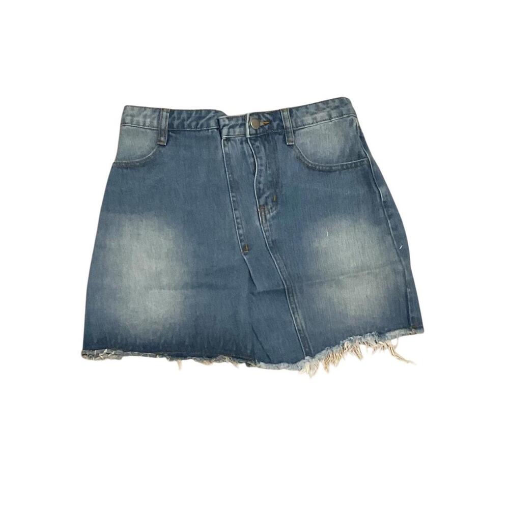 Hayden Los Angeles Denim Mini Skirt Women’s Size Small NWT Blue Frayed Hem A16